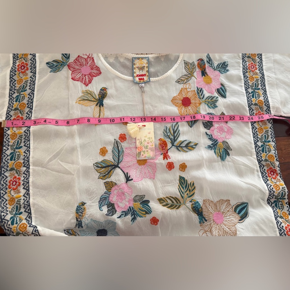 Johnny Was Mariafe Multicolor Floral Embroidered Blouse - Picture 11 of 11